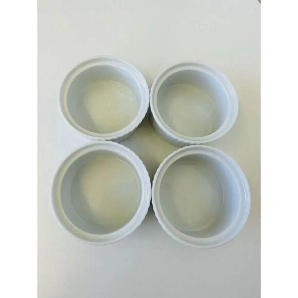 Set Of 4 White‎ Oven Proof Vintage White Ramekins Baking Dishes See Photos